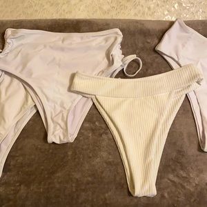 Assorted White High Rise Bikini Bottoms
